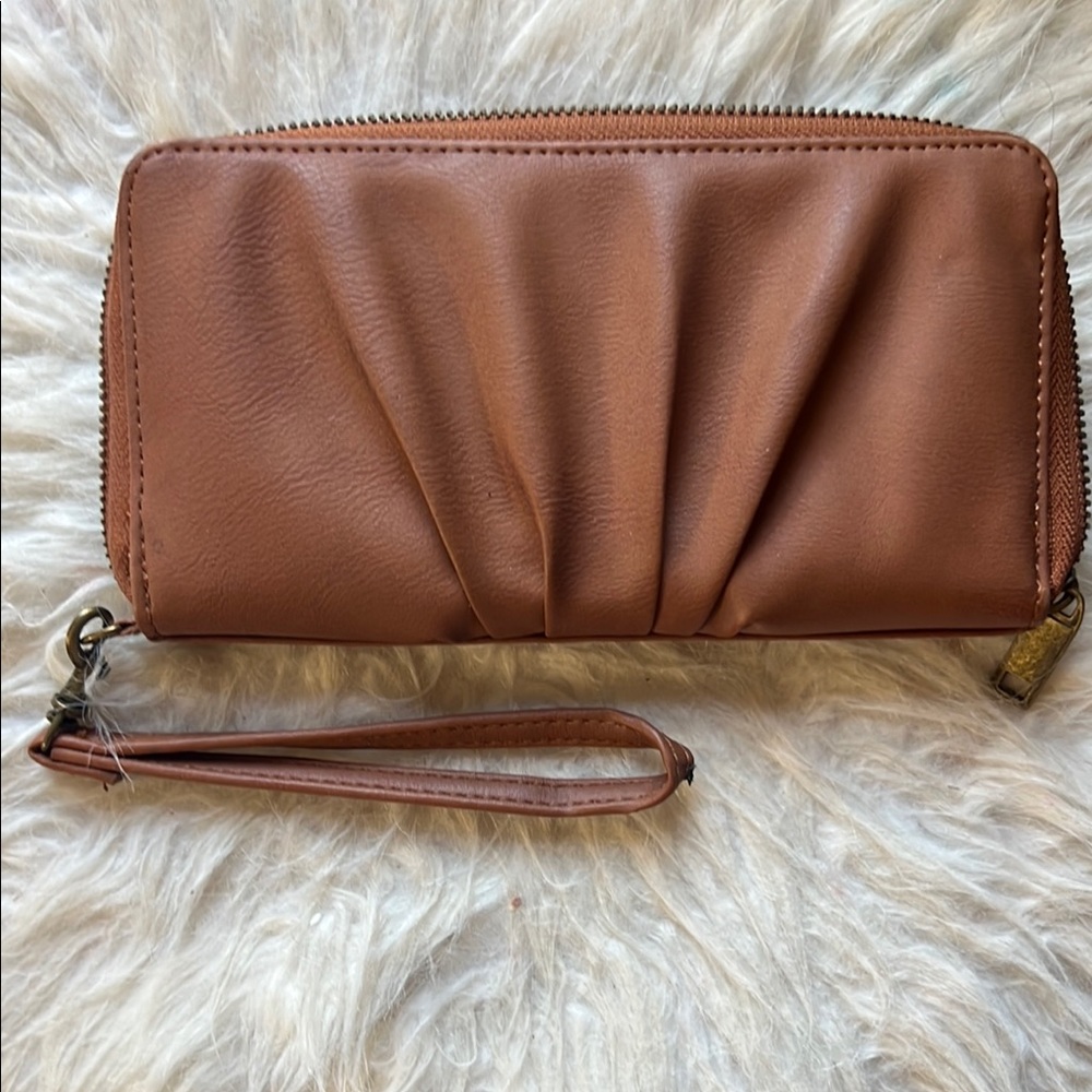 Elegant Tan Clutch Wristlet